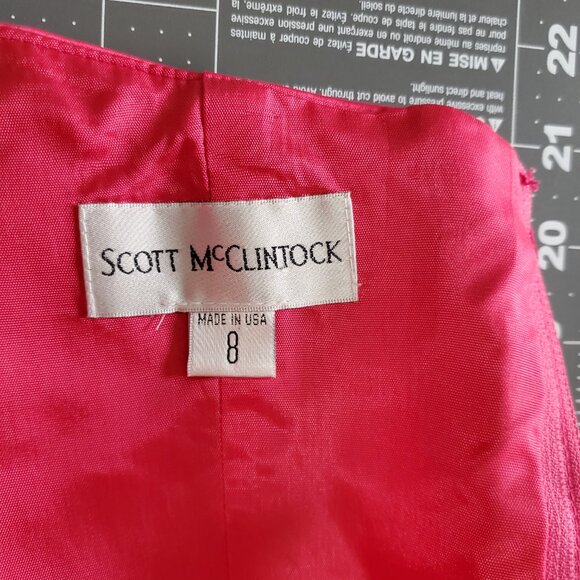 🌹Vintage Scott McClintock Strapless Hot Pink Cocktail Satin Gown / Formal 8 - Picture 9 of 10